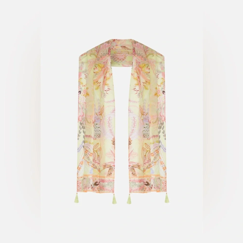 Camilla “Cosmic Tuscan” floral pastel boho hippie scarf shawl top belt headwrsp